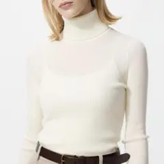 UNIQLO メリのリブタートルネックセーター ホワイト Mサイズ