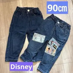 ミッキーマウス、Disney刺繍デニムパンツ　2枚セット　90センチ　リトシー