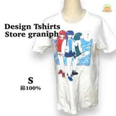 グラニフ うえむらコラボ 半袖Tシャツ S 白 綿100% イラスト プリント