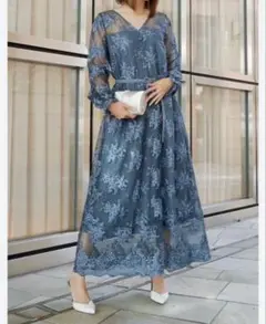 My shawty 花柄レース パーティードレス