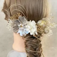 NO.110 髪飾り アメリカンフラワー　水引　和玉　結婚式　卒業式　成人式