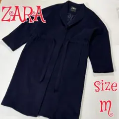 ZARA ザラ　ガウンコート　ネイビー　M ロングコートのサムネイル