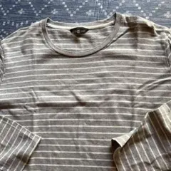 ユニクロ　ボーダー柄 長袖カットソー グレー XL