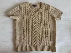 BURBERRY LONDON ケーブルニット 半袖 ベージュ サイズ2
