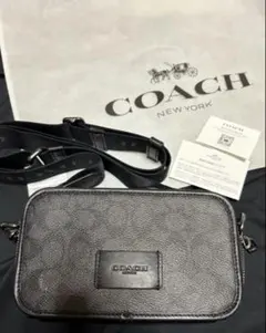 美品】COACH ワイアット カメラバッグ シグネチャー レザー 型押し 黒