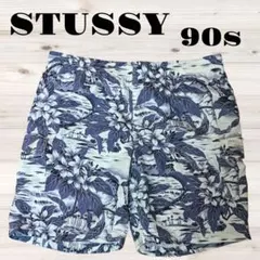 希少00s OLD STUSSY スカル迷彩ボードショーツ34水着ハーフパンツ 