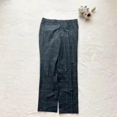 スラックス（L）チェック柄 スーツ下 ズボン シンプル ウール混 胴囲82cm