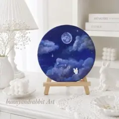 癒し様専用】月夜に眠る天使とクジラ テクスチャーアート 原画