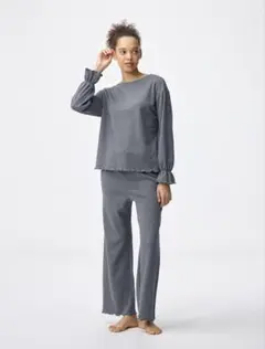 GU ブラッシュドリブイージーパンツ　グレー　XXL