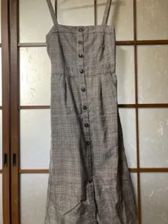 グレンチェック柄 キャミワンピース フロントボタン