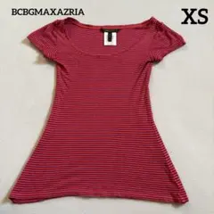 BCBGMAXAZRIA ボーダー 半袖カットソー ピンク×パープルのサムネイル