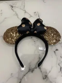 ミッキー耳カチューシャ ゴールドスパンコール