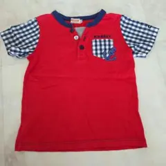 美品　ミキハウス 赤 Tシャツ チェック柄　マリン　海　夏