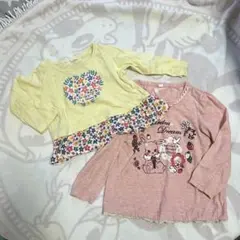 花柄ウサギイラスト長袖トップスセット