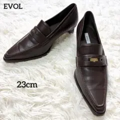EVOL 晴雨兼用 4cm ポインテッドコインローファー ブラウン 23cmのサムネイル