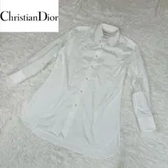 極美品✨クリスチャンディオールムッシュ✨ドレスシャツ✨Ｙシャツ✨ロゴ柄✨総柄✨白のサムネイル
