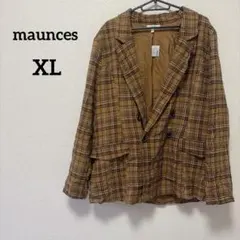 maunces【XL】 プレミア ダブルブレスト ブラウン チェック柄ブレザー