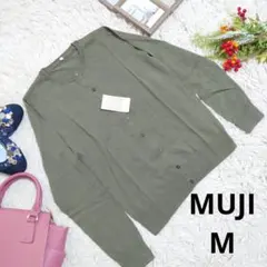 ✨新品✨♥MUJI♥カーディガン(M)カーキー/シルク混合