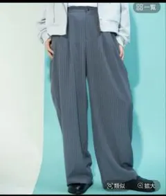 JEANASIS【ひろみ企画】ストライプパンツグレーLのサムネイル