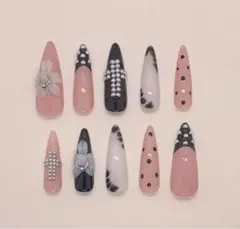 現品 ネイルチップ シズニルック クロム y2k 花 パンク 韓国 ピアス