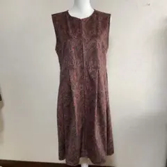 ハンドメイド ペイズリー柄 ノースリーブ カットソーワンピース