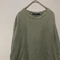 アメリカンホリック　シャツ重ね着風カットソー(M)カーキクルーネックゆったり