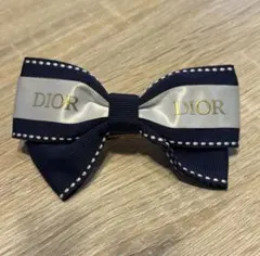 値下げ Dior リボンバレッタ 紺 ネイビー ハンドメイド ディオール