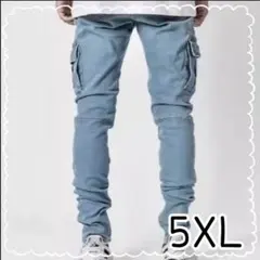 デニムパンツ　ストレッチ　スキニー　ジーパン　ジーンズ　ブルー　5XL