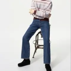 ユニクロ JWA ストレートジーンズ 26 ブルー 股下70 補正済