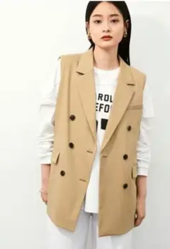 ADAM ET ROPE' FEMMEアダムエロペ ルーズフィットジレ ベージュ