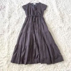 petit main LIEN コットン ティアード ロングワンピース 半袖 F