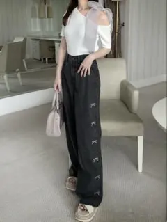 【♡yura♡様専用】 GRL リボン刺繍ストレートデニムパンツ[nh149]