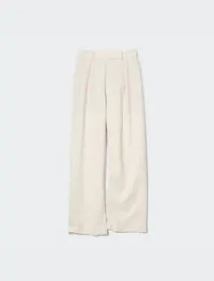 【即購入可】UNIQLO リネンブレンドタックワイドパンツ　オフホワイト