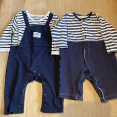 ストライプ柄ロンパース2点セット 70-80cm