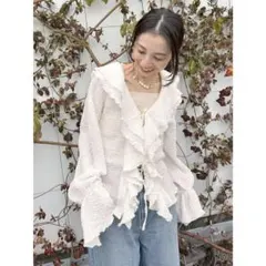 Ungrid（アングリッド）フリルデザインブラウス オフホワイト