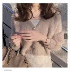 GRL ショート丈パールボタンシャギーニットカーディガン[kz114a]