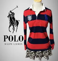 POLO ラルフローレン ポロシャツ 長袖 ボーダー 刺繍ロゴ Y2K 平成