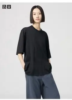 UNIQLO U スーピマコットンオーバーサイズT+ 09black XXL