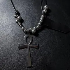 archive cross leather necklace opium y2k
