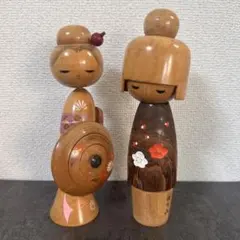 創作こけし 伝統こけし 2体セット 伝統工芸品　卯三郎　岸貞男のサムネイル