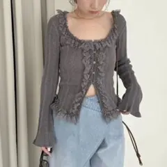 Sustainableフリルニットプルオーバー