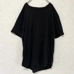 US古着 黒 Tシャツ L コットン100% 綿 ボートネック 無地 半袖