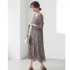 【未使用　タグ付き】ショコラフィネローブ　ペイズリー　シアーワンピース