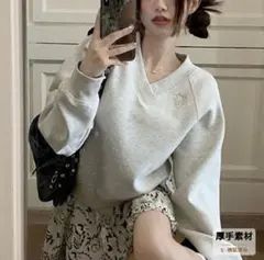 SHEIN 文字刺繍　ラグランスリーブ　プルオーバーロングスリーブトップス