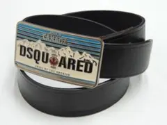 DSQUARED2 イタリア製 スクエア メタル デカ バックル レザー ベルト