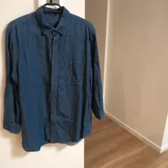 h*y様 グローバルワーク　ダークブルー デニム七分袖シャツ　Lサイズ