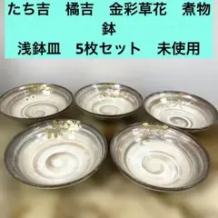 たち吉 和食器 鉢 5枚セット 金彩 草花文様 未使用のサムネイル