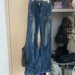 【夏休みSALE】フレアデニム スタッズ 十字架 平成ギャルお兄系 ブーツカットのサムネイル