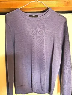 UNIQLO メリノウール100% クルーネックセーター パープル M