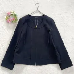 セオリーリュクス ノーカラージャケット 36 ネイビー 上質